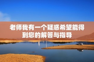 老师我有一个疑惑希望能得到您的解答与指导