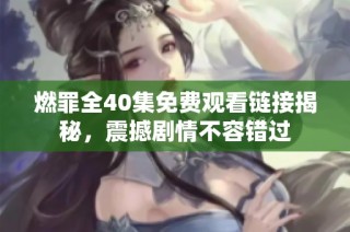 燃罪全40集免费观看链接揭秘，震撼剧情不容错过