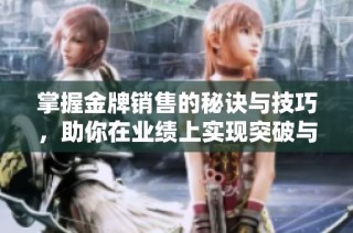 掌握金牌销售的秘诀与技巧，助你在业绩上实现突破与飞跃
