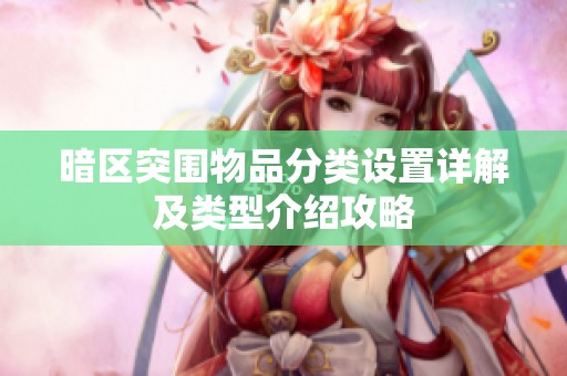 暗区突围物品分类设置详解及类型介绍攻略