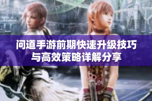 问道手游前期快速升级技巧与高效策略详解分享